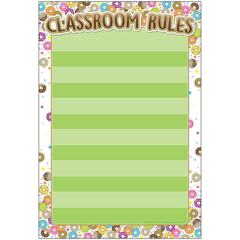 Smart Poly&reg; Chart, DonutFetti&reg; Classroom Rules, 13" x 19"