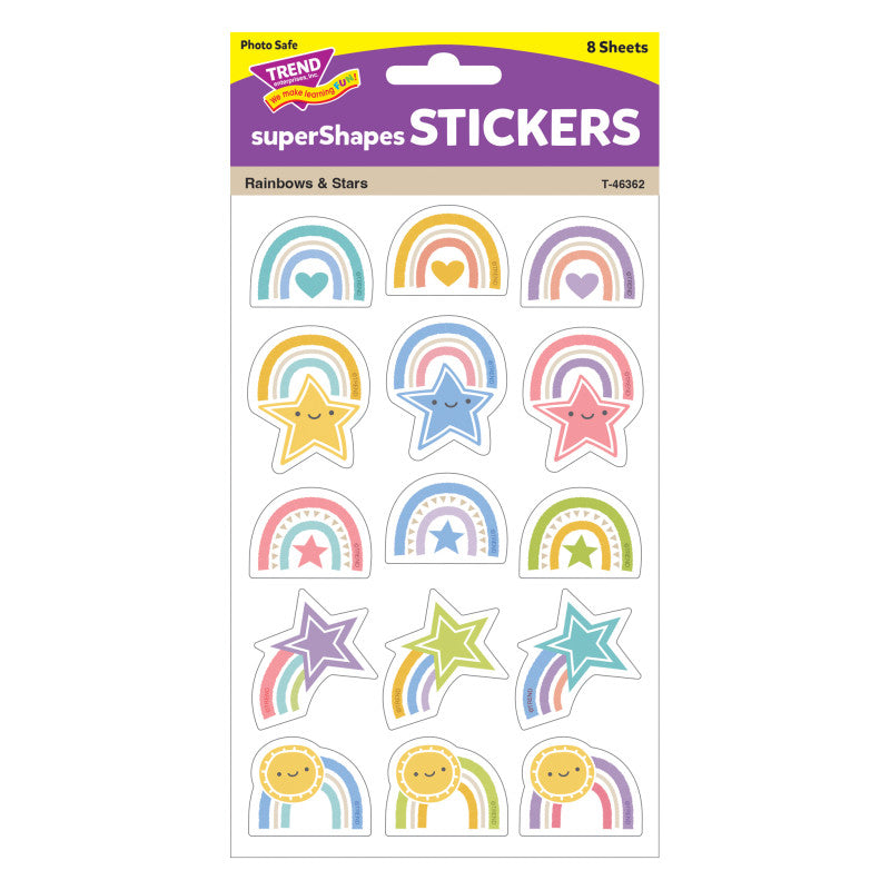 Rainbows & Stars Large superShapes Stickers, 120 Count