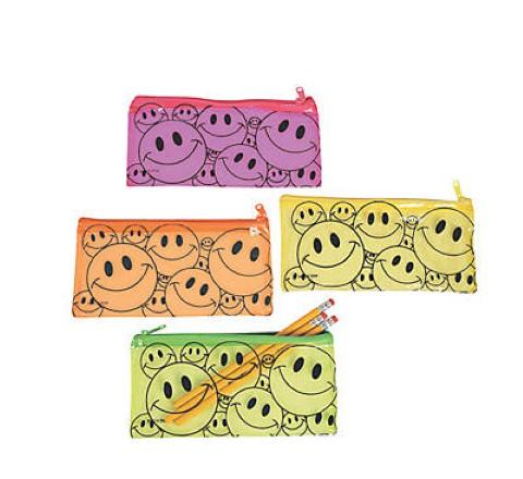 Vinyl Smile Face Pencil Cases- 12/pkg.
