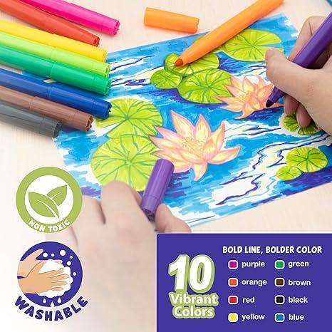 BAZIC 10 Classic Colors Broad Line Jumbo Watercolor Markers (1223-24P)