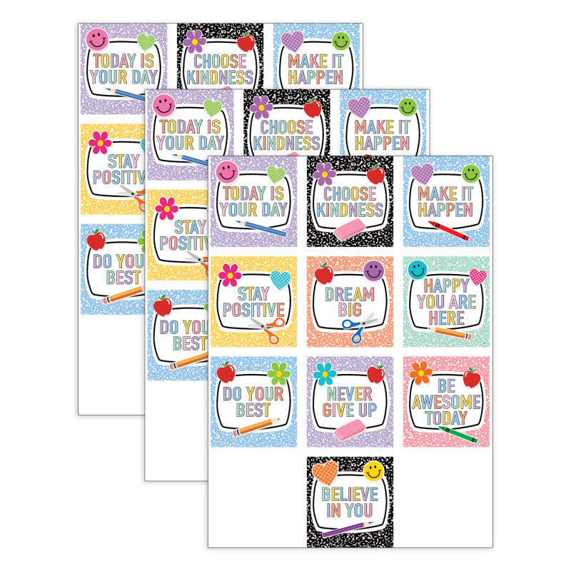 Cool for School Positive Sayings Accents, 30 Per Pack, 3 Packs