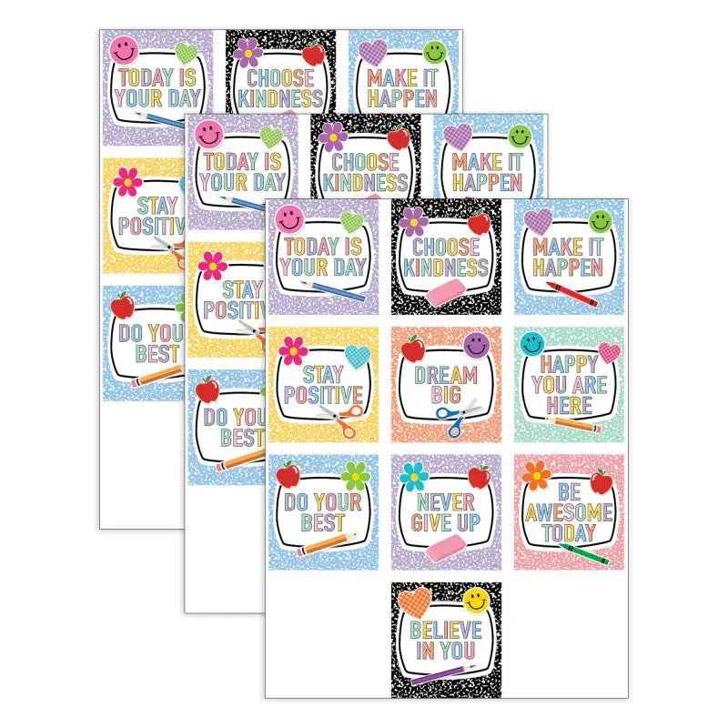 Cool for School Positive Sayings Accents, 30 Per Pack, 3 Packs