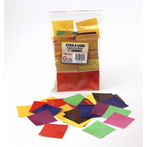 Hygloss Gummed Paper Shape Stick-A-Licks 1" Square , 500 Per Pack (515)
