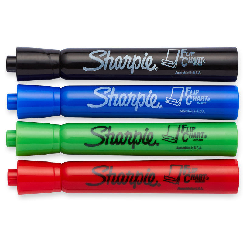 Flip Chart&reg; Markers, Bullet Tip, Assorted Colors, Pack of 4