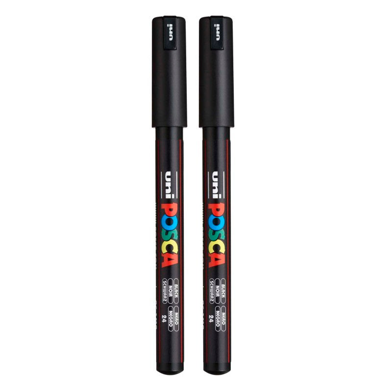 PC-1MR Paint Marker, Extra Fine Pin Tip (0.7 mm), Black, Pack of 2