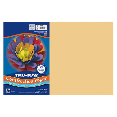 Pacon Tru-Ray Construction Paper 12" x 18" 50 Sheets Per Pack Almond
