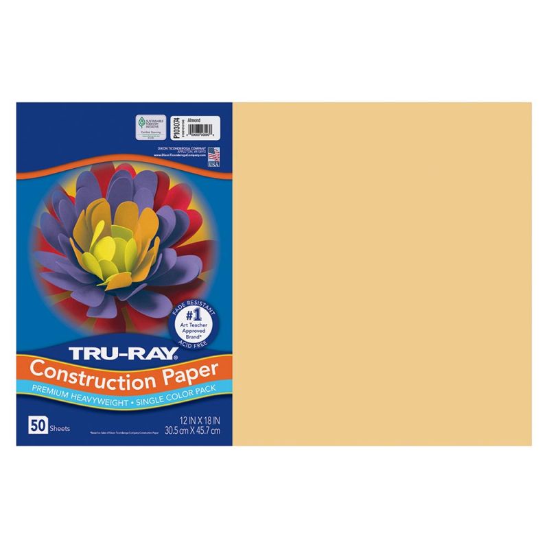 Pacon Tru-Ray Construction Paper 12" x 18" 50 Sheets Per Pack Almond