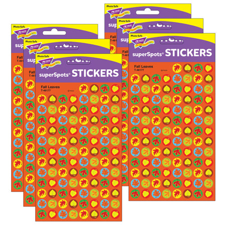 Fall Leaves superSpots&reg; Stickers, 800 Per Pack, 6 Packs