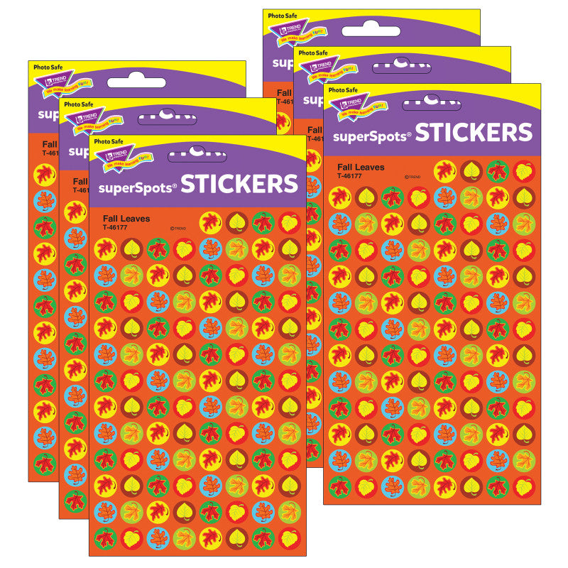 Fall Leaves superSpots&reg; Stickers, 800 Per Pack, 6 Packs