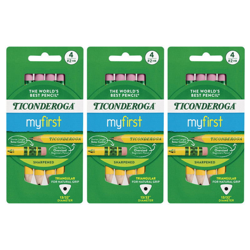 My First&reg; Short Pencils, 4 Per Pack, 3 Packs