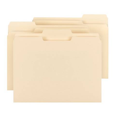 Manila File Folder, 1/3-Cut Tab, Letter Size, Manila, 100 per Box
