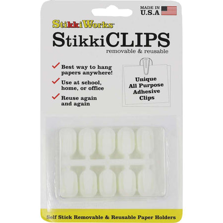 StikkiCLIPS™ Adhesive Clips, White, Pack of 20