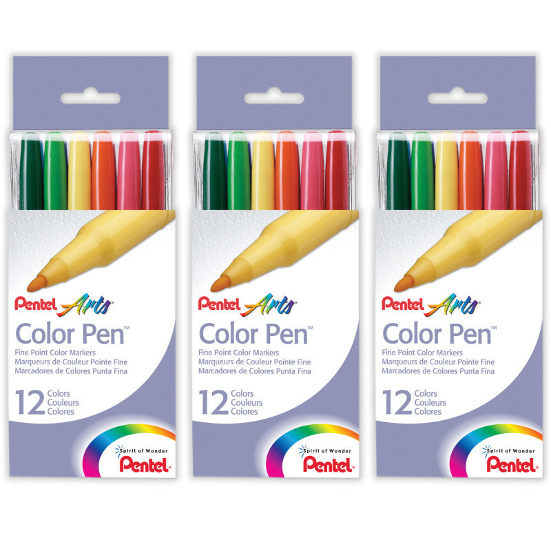 Color Pen, 12 Colors Per Set, 3 Sets