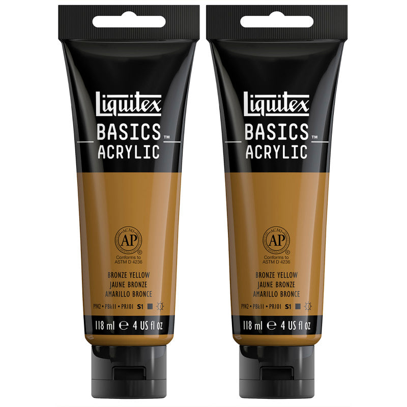 BASICS Acrylic Paint, 118 mL Tube, Bronze Yellow, Pack of 2