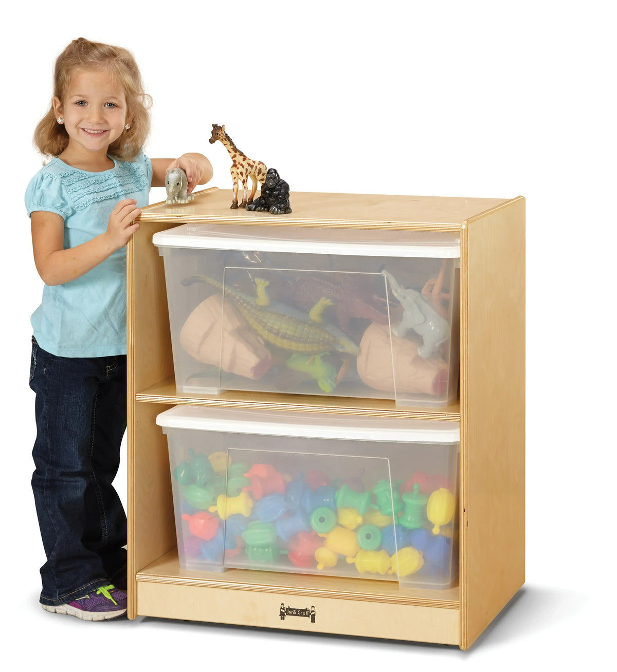Jonti-Craft® Space-Saver Jumbo Tote Storage – with Clear Totes + Lids