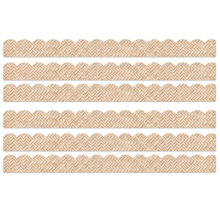 True to You Woven Bamboo Scalloped Bulletin Board Borders, 39 Feet Per Pack, 6 Packs