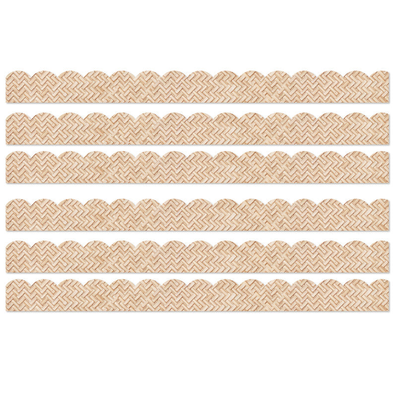 True to You Woven Bamboo Scalloped Bulletin Board Borders, 39 Feet Per Pack, 6 Packs
