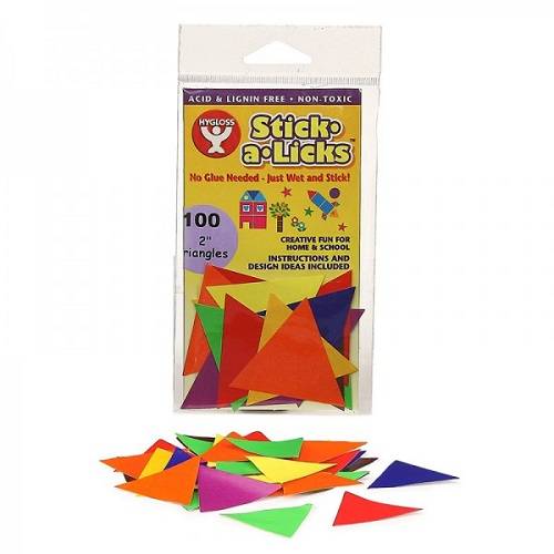 Hygloss Gummed Paper Shape Stick-A-Licks 2" Triangles, 100 Per Pack (135)