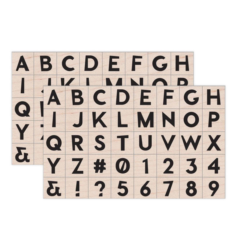 Modern Uppercase Letter Woodblock Stamp Set, 40 Stamps, Set of 2