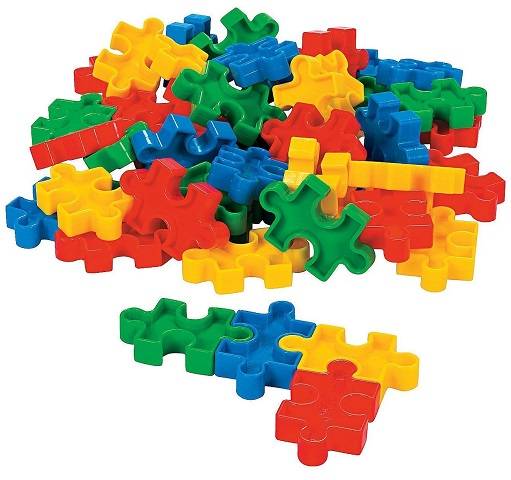 Puzzle-shaped Block Set (50 Pcs) 2 1/4" X 1 3/8". Plastic