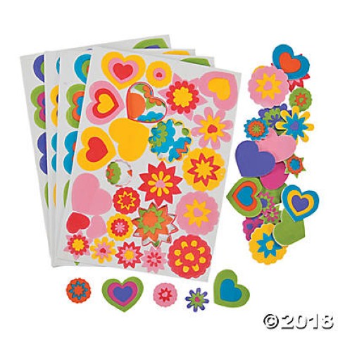 Fabulous Foam Self-Adhesive Shapes 500/pkg - Hearts & Flowers