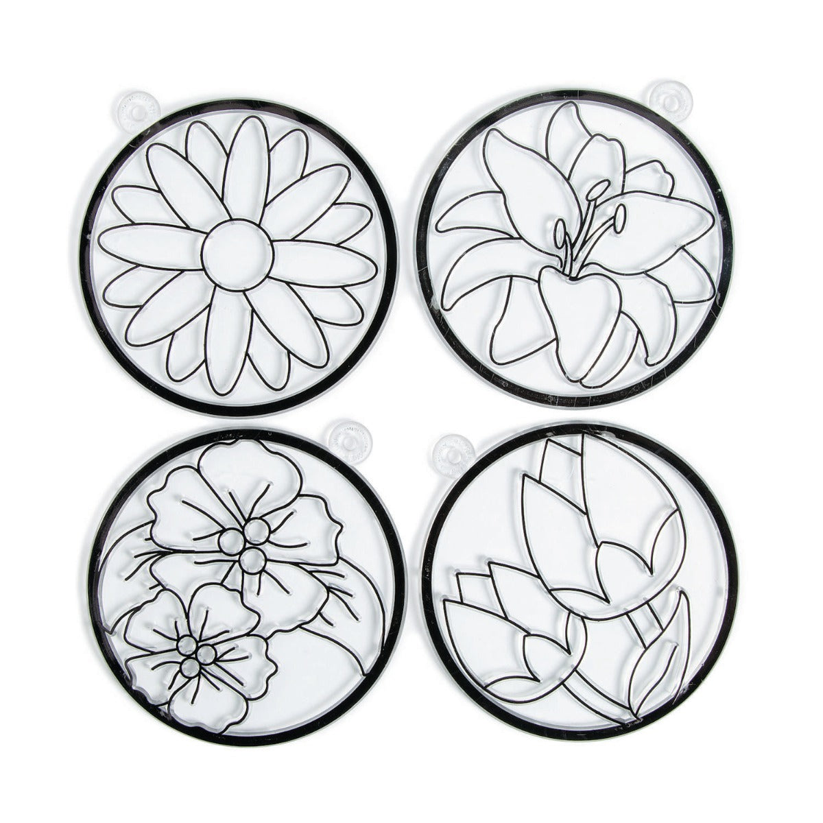 Round Spring Flower Suncatchers 4" - Assorted styles - 24/PKG