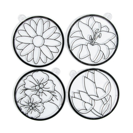 Round Spring Flower Suncatchers 4" - Assorted styles - 24/PKG