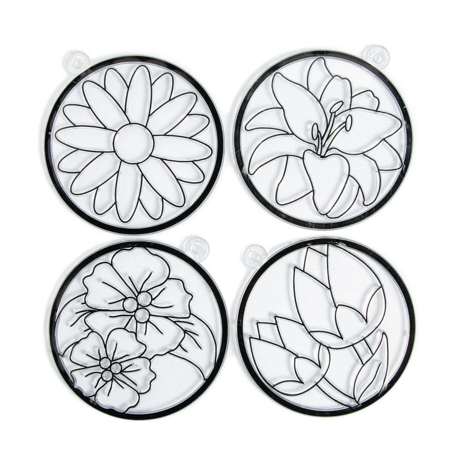 Round Spring Flower Suncatchers 4" - Assorted styles - 24/PKG