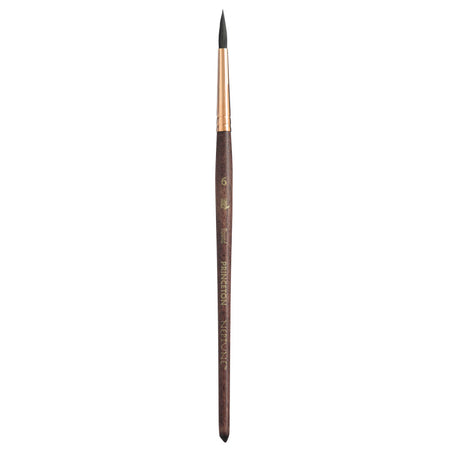 Neptune Round Brush, Synthetic Bristles, Short Handle Watercolor Paintbrush, Dark Wood, Size 6, 1 Count