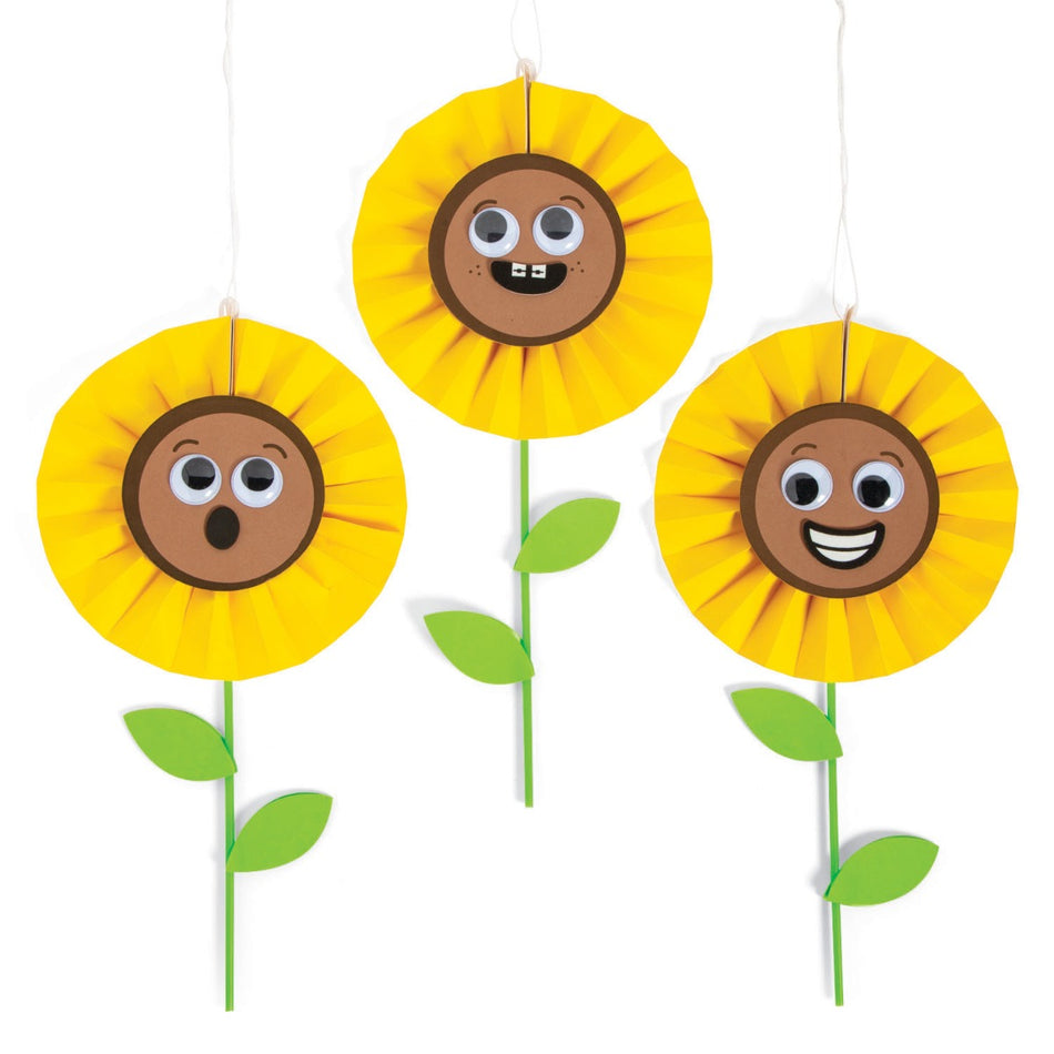 Sunflower Hanging Paper Fan Craft Kit- 12 Project Pack