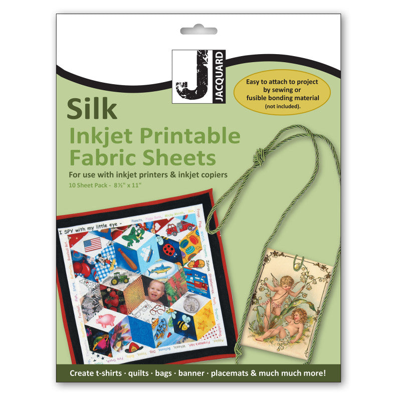 Silk Inkjet Printable Fabric Sheets, 8.5" x 11", Pack of 10