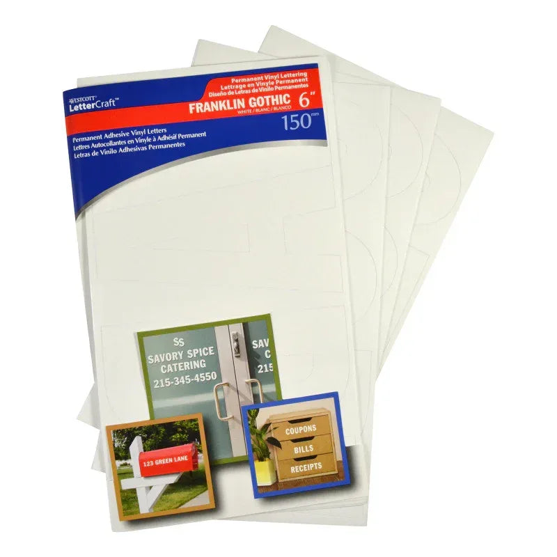 LetterCraft Permanent Vinyl Lettering, Franklin Gothic, 6-Inch, White