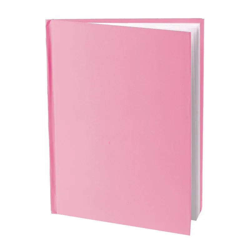 Pink Hardcover Blank Book, White Pages, 8"H x 6"W Portrait, 14 Sheets/28 Pages