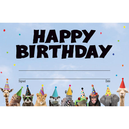 Go Wild Animals Happy Birthday Awards, Pack of 30