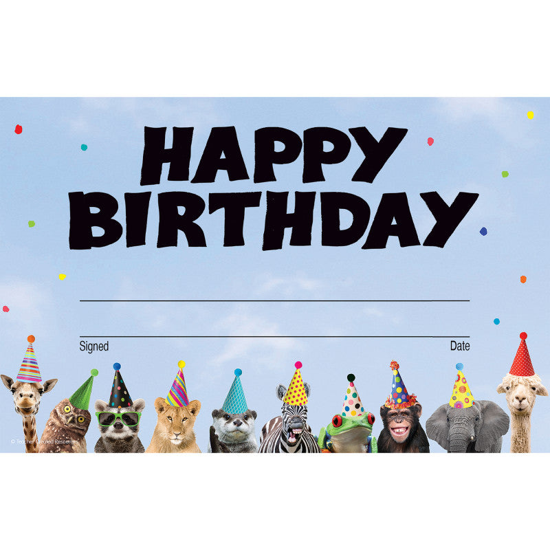 Go Wild Animals Happy Birthday Awards, Pack of 30