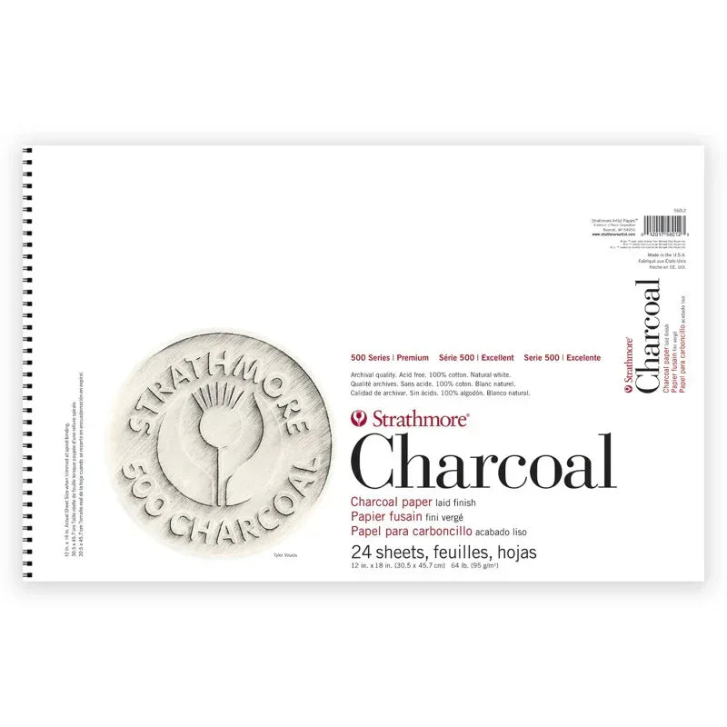 500 Series Charcoal Paper Pad, 24 Sheet, 12x18 inch, 1 Count