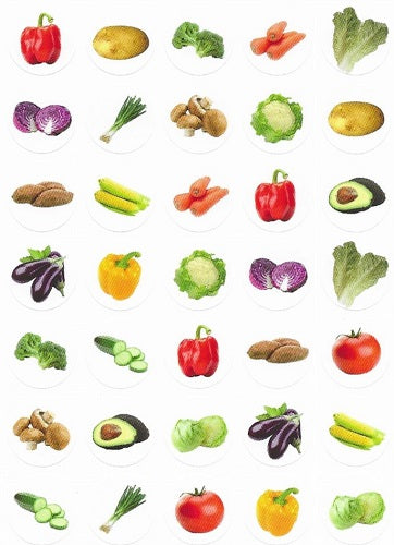 Small Vegetables Stickers 1/2" 875 Per Pack