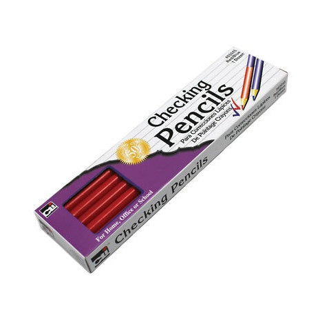 Erasable Checking Pencils, Eraser Tipped, Pack of 12, Red (14259)
