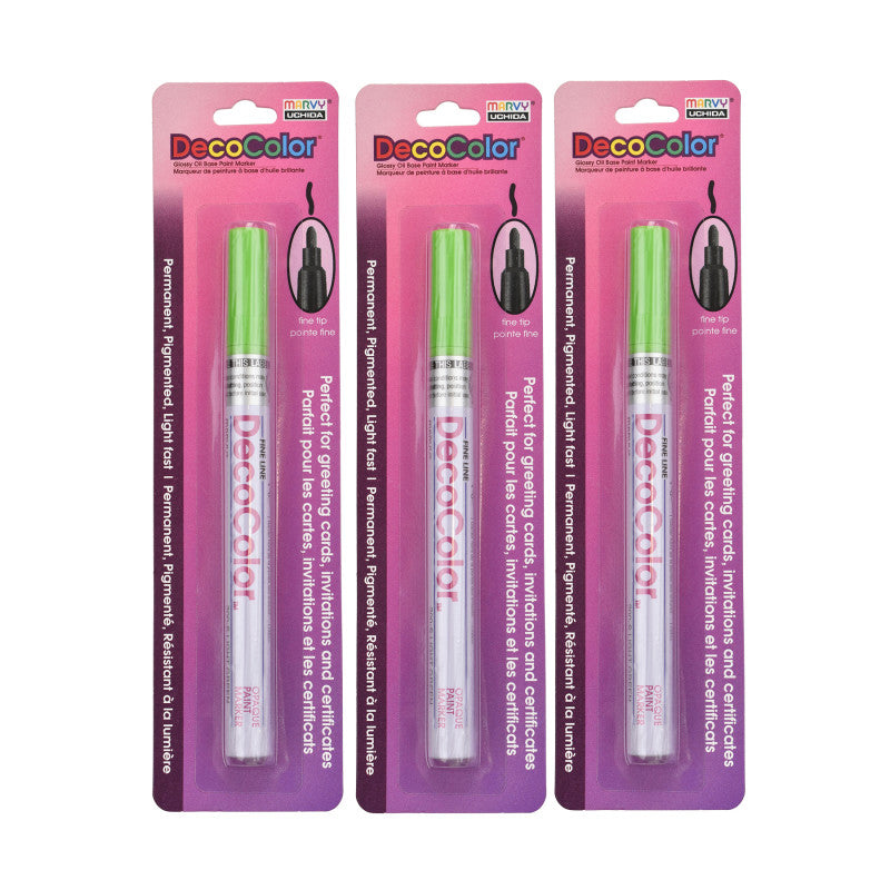 DecoColorÂ® Paint Marker, Fine Tip, 200-S, Light Green #11, Set of 3