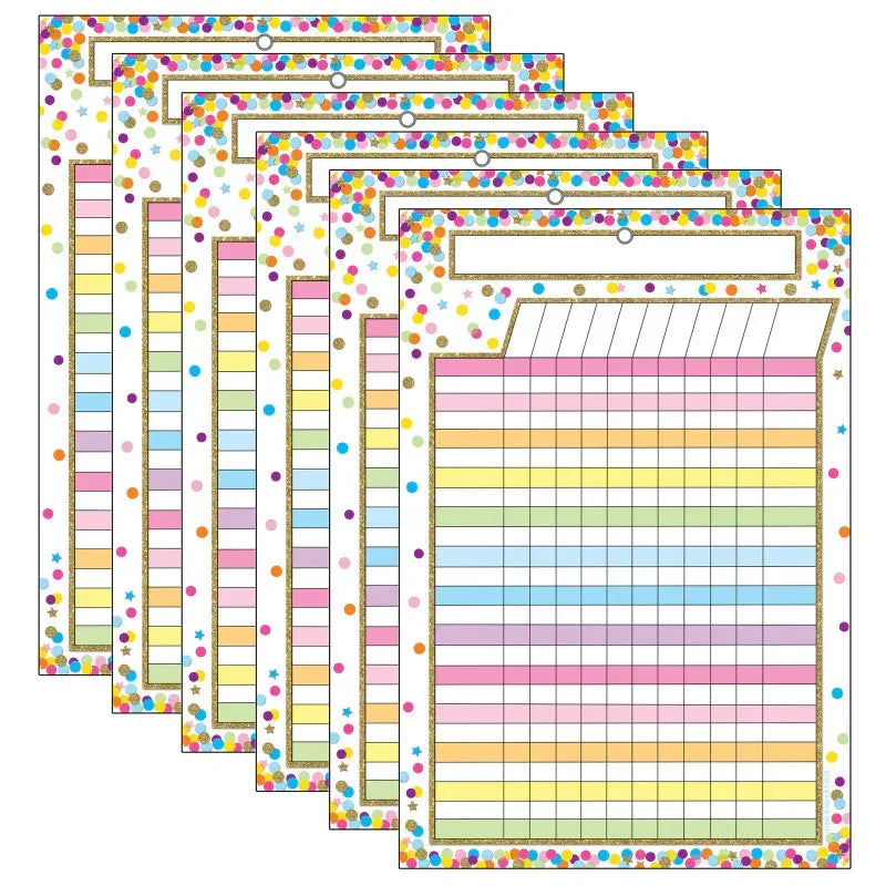 Smart Poly Chart, Confetti Dry Erase Incentive Chart, Pack of 6