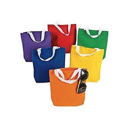Small Primary Color Canvas Tote Bags- 12/pkg