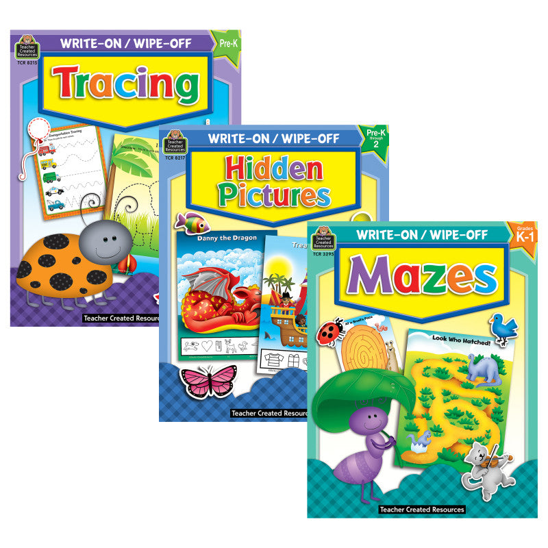 Fine Motor Fun Write & Wipe Activity Book Kit &ndash; Mazes, Tracing, and Hidden Pictures
