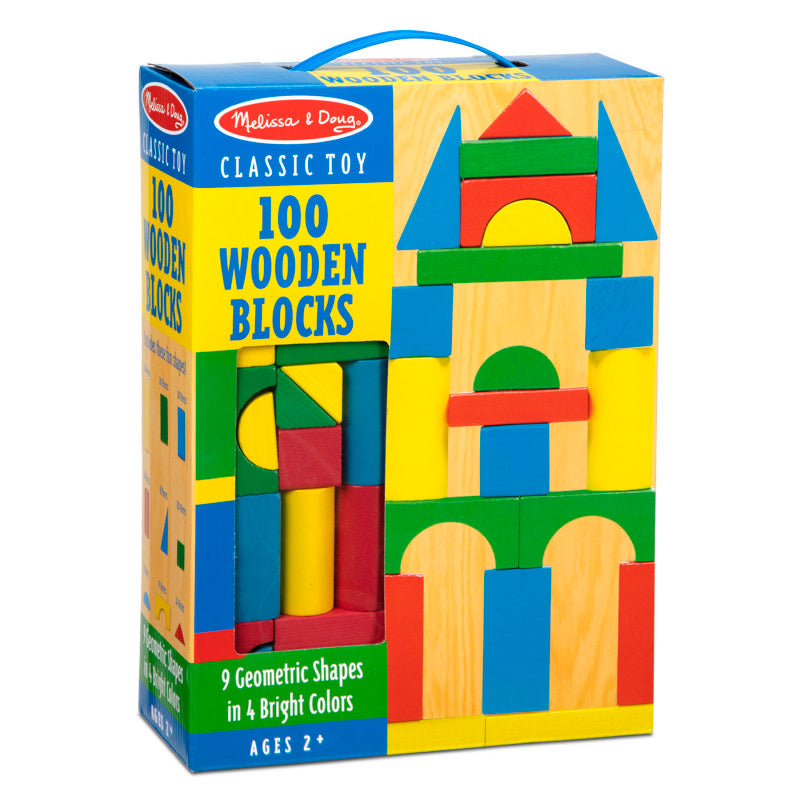 Painted Wood Blocks Set, 100 Pieces