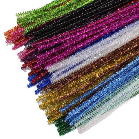 Metallic Sparkle Tinsel Stems - Assorted -12 Inch x 6mm 100-Piece