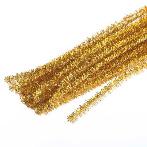 Metallic Sparkle Tinsel Stems - Gold -12 Inch x 6mm 25-Piece