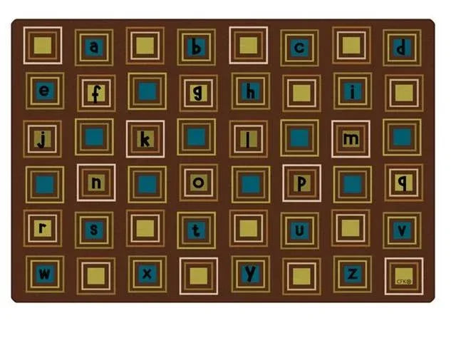 Kids Literacy Squares Nature Carpet 4' x 6'