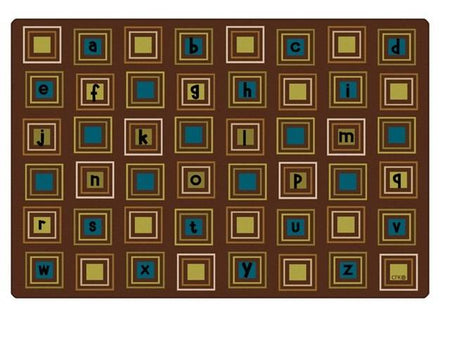 Kids Literacy Squares Nature Carpet 4' x 6'