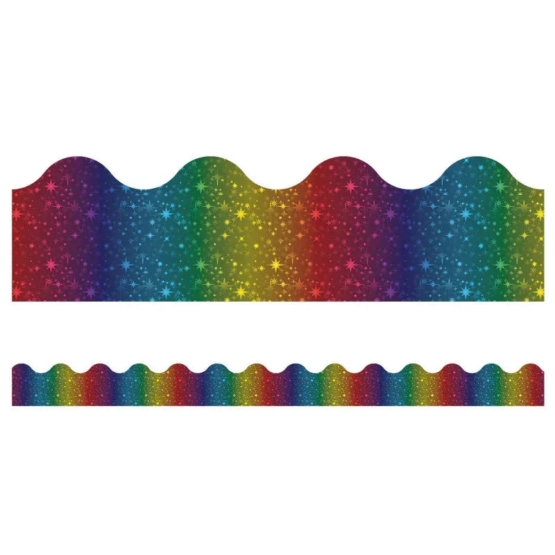 Sparkle + Shine Rainbow Foil Scalloped Border, 39 Feet