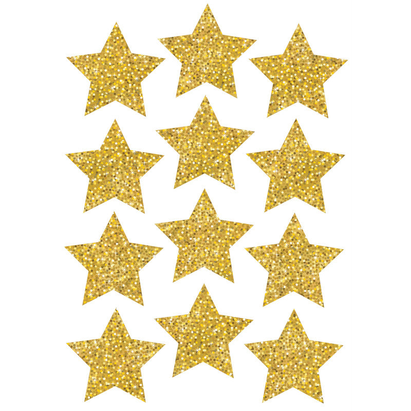 Die-Cut Magnets, 3" Gold Sparkle Stars, 12 Per Pack, 6 Packs