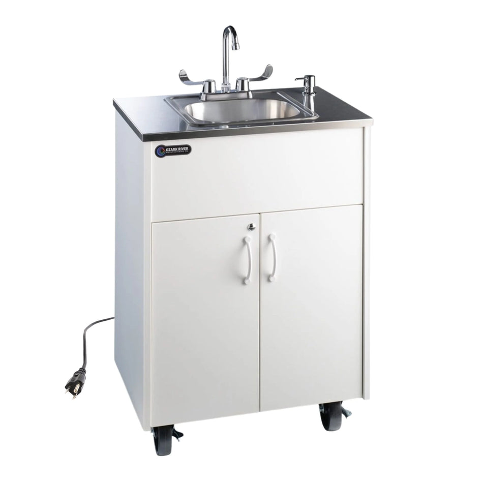 Premier S1 Sink No-Plumbing Hot Water Hand Wash-White/Stainless Top